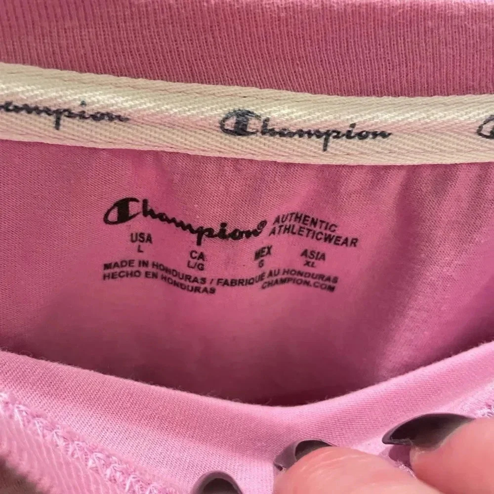 WOMENS CHAMPION HERITAGE VINTAGE LOGO CROP TEE COLOR ICE CAKE SIZE LARGE - Picture 8 of 12